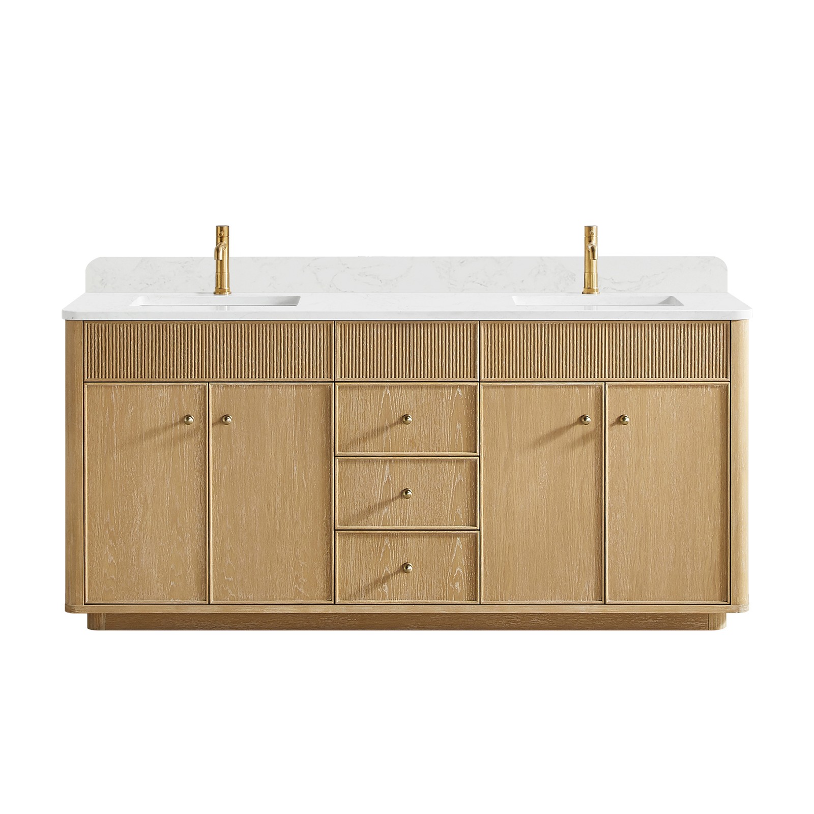 Zogno 72″ Solid Wood Double Bath Vanity in Washed Ash Gray with White Stone Top