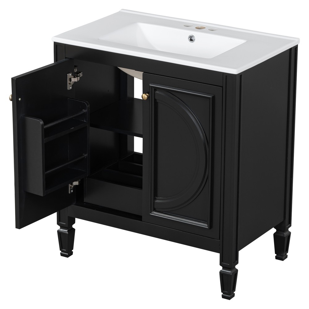 30″ Bathroom Vanity with Sink, Two Doors with Shelf, Soft Close Door Hinges