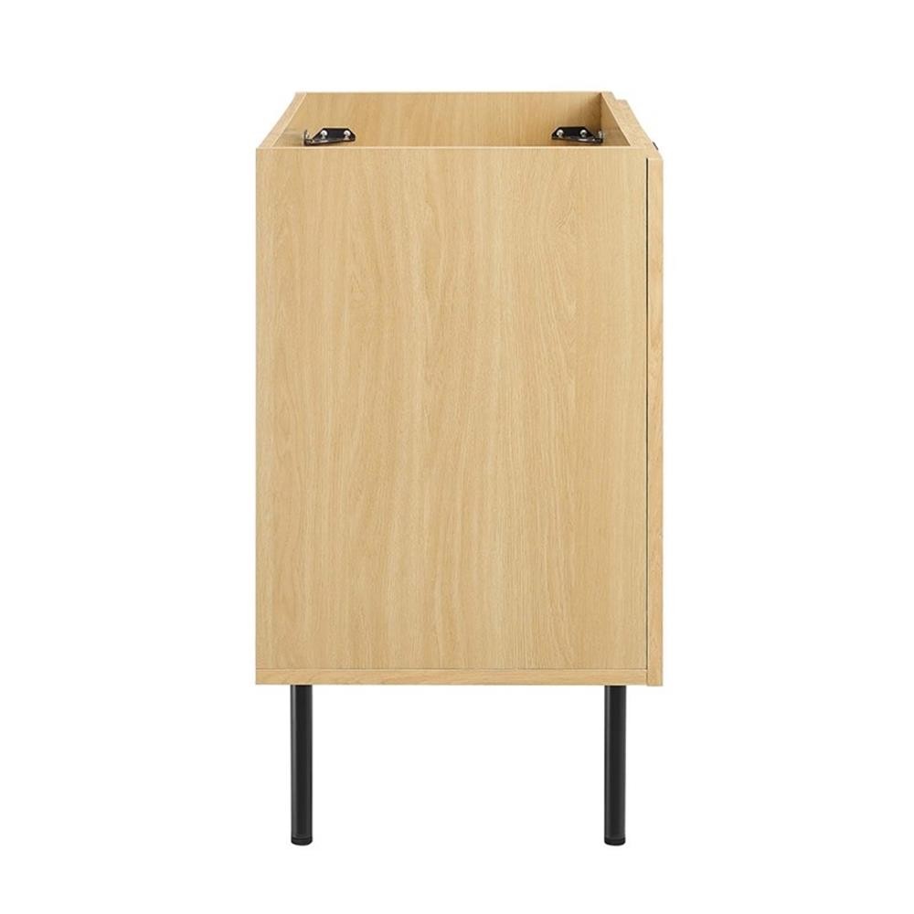 Pemberly Row 30″ Wood & Rattan Bathroom Vanity Cabinet in Oak