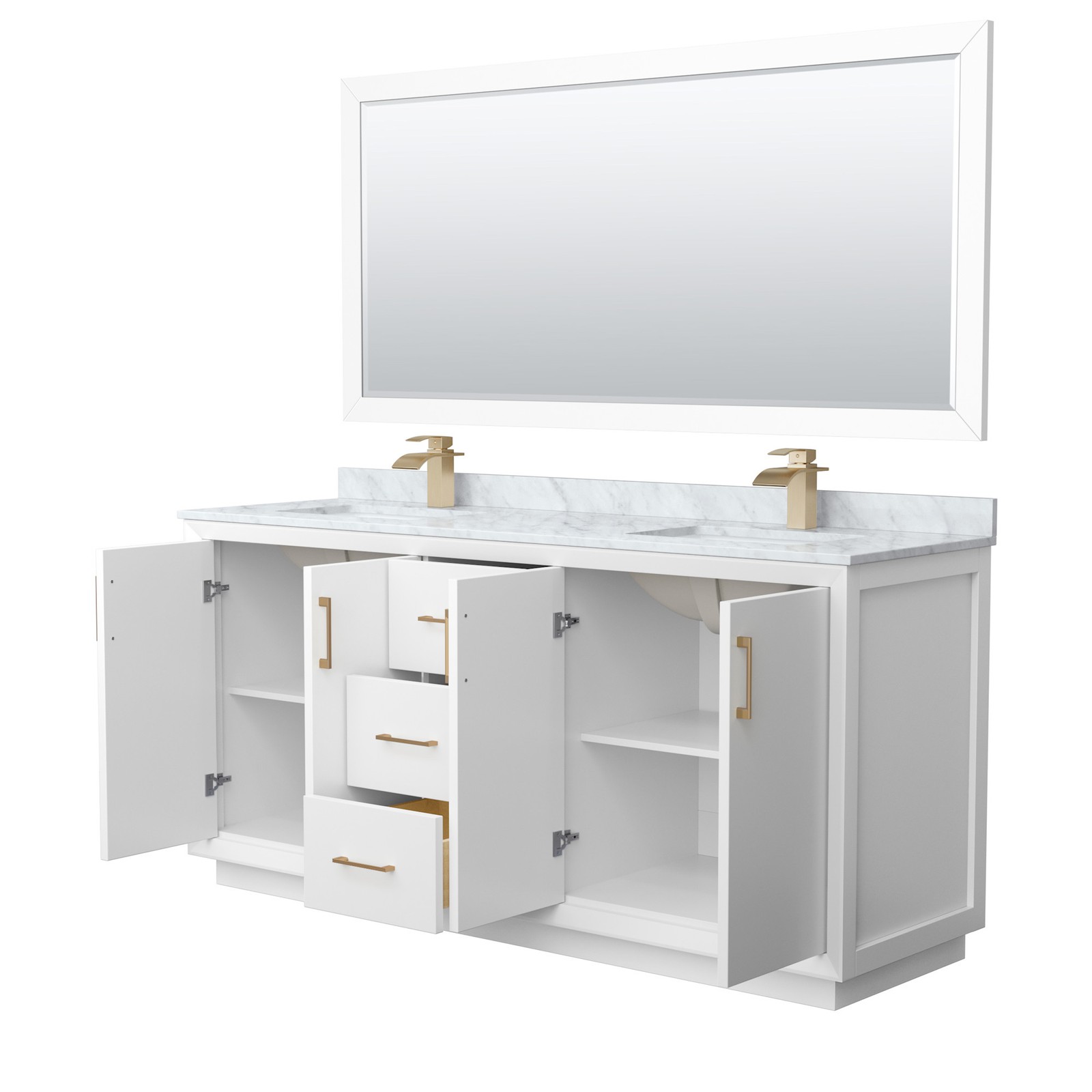 Wyndham Collection WCF414172D-NAT-UNSM70 Strada 72″ – White / Brushed Nickel