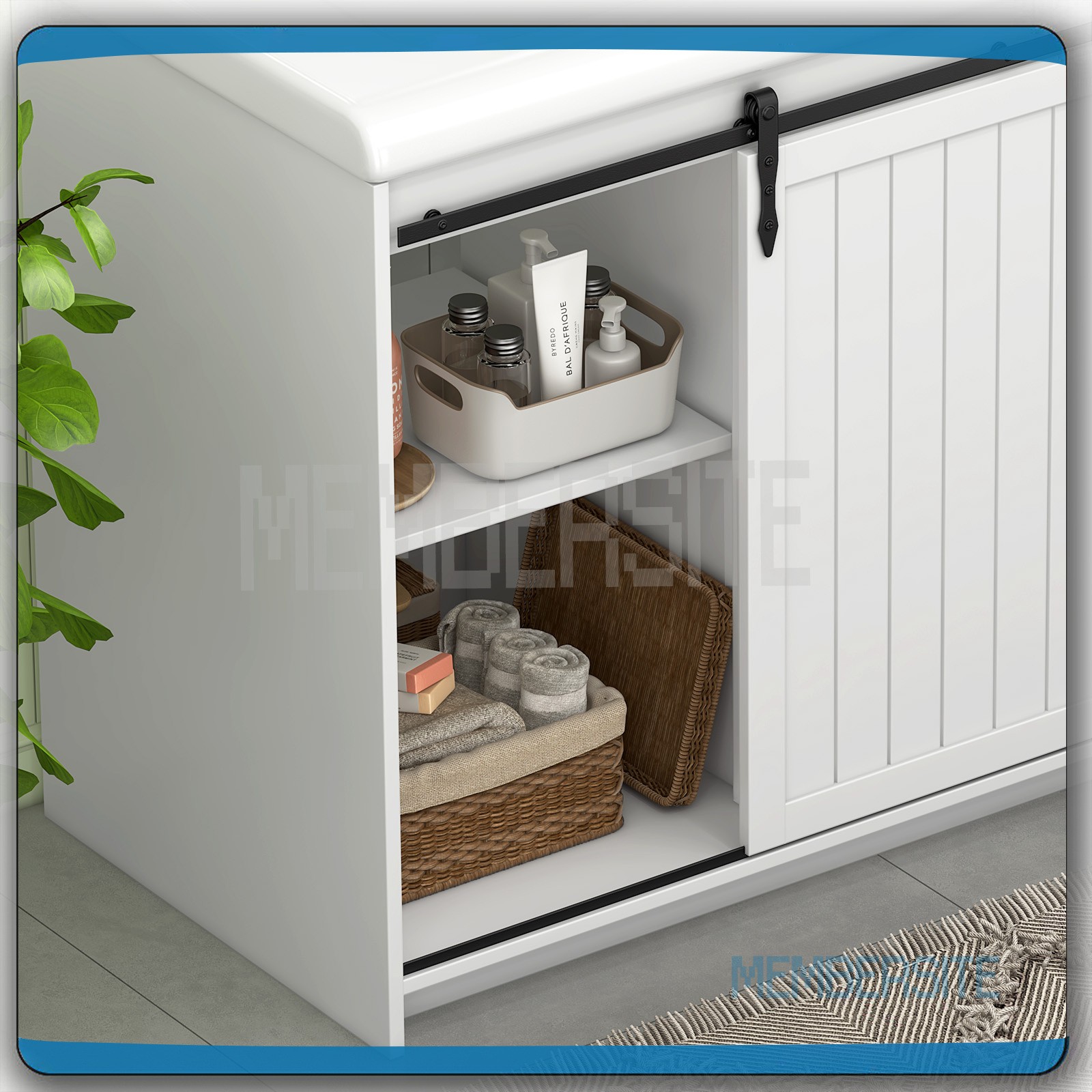 Bathroom Vanity 47.3″ Bathroom Sink Cabinet w/Sinks and Sliding Doors ,2 Drawers