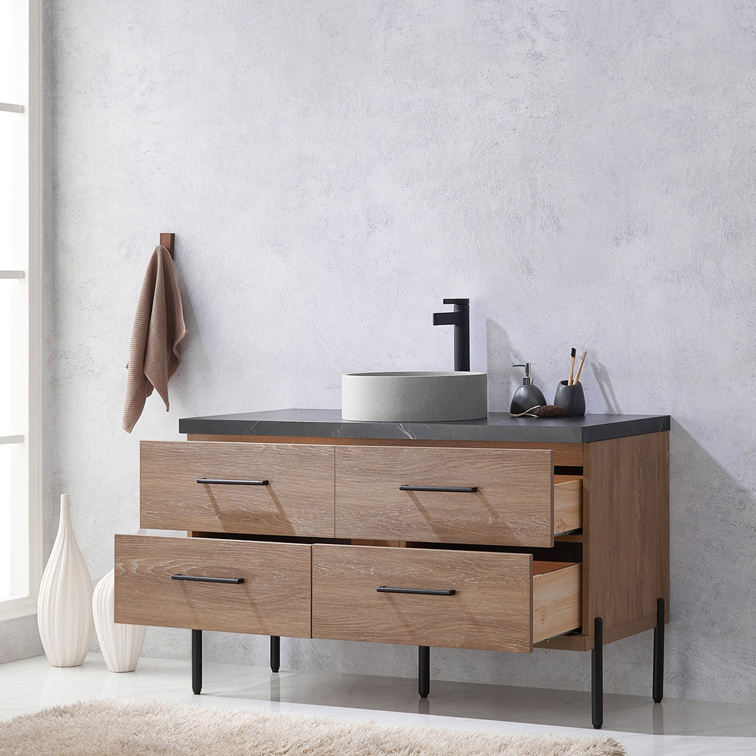 Miseno MV-NM-705148C Trento 48″ – North American Oak / Black