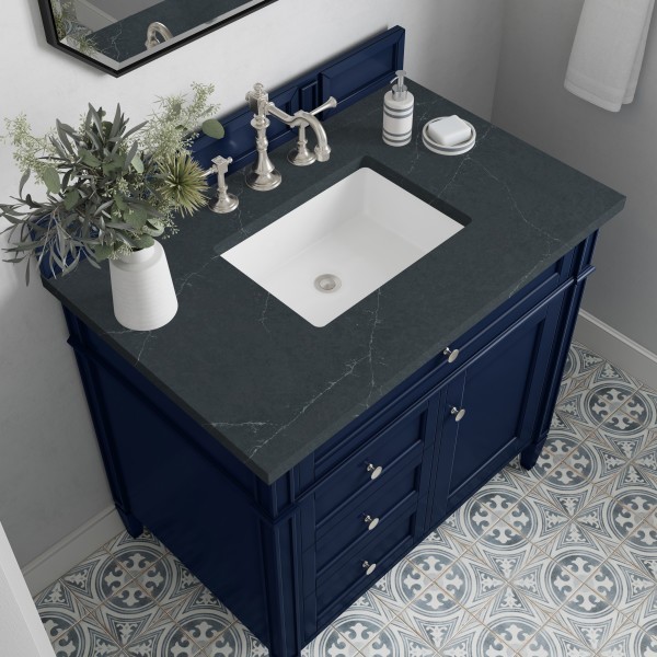 36″ James Martin Brittany 650-V36-VBL-3CSP Vanity Cabinet Charcoal Soapstone Top