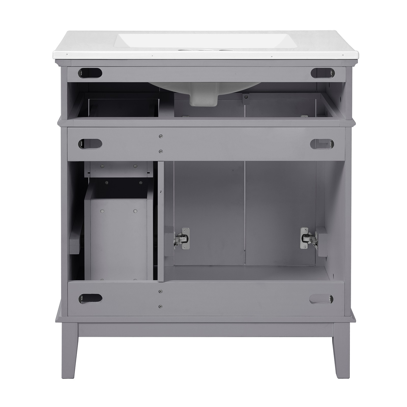 30″ Bathroom Vanity w/Ceramic Sink, Modern Storage Cabinet w/Soft-Close Doors