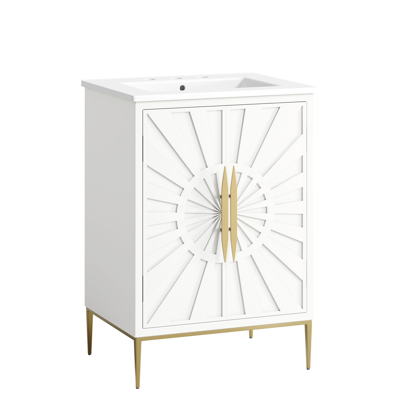 Modway Awaken 24″ Bathroom Vanity in White White With Ceramic Sink Basin