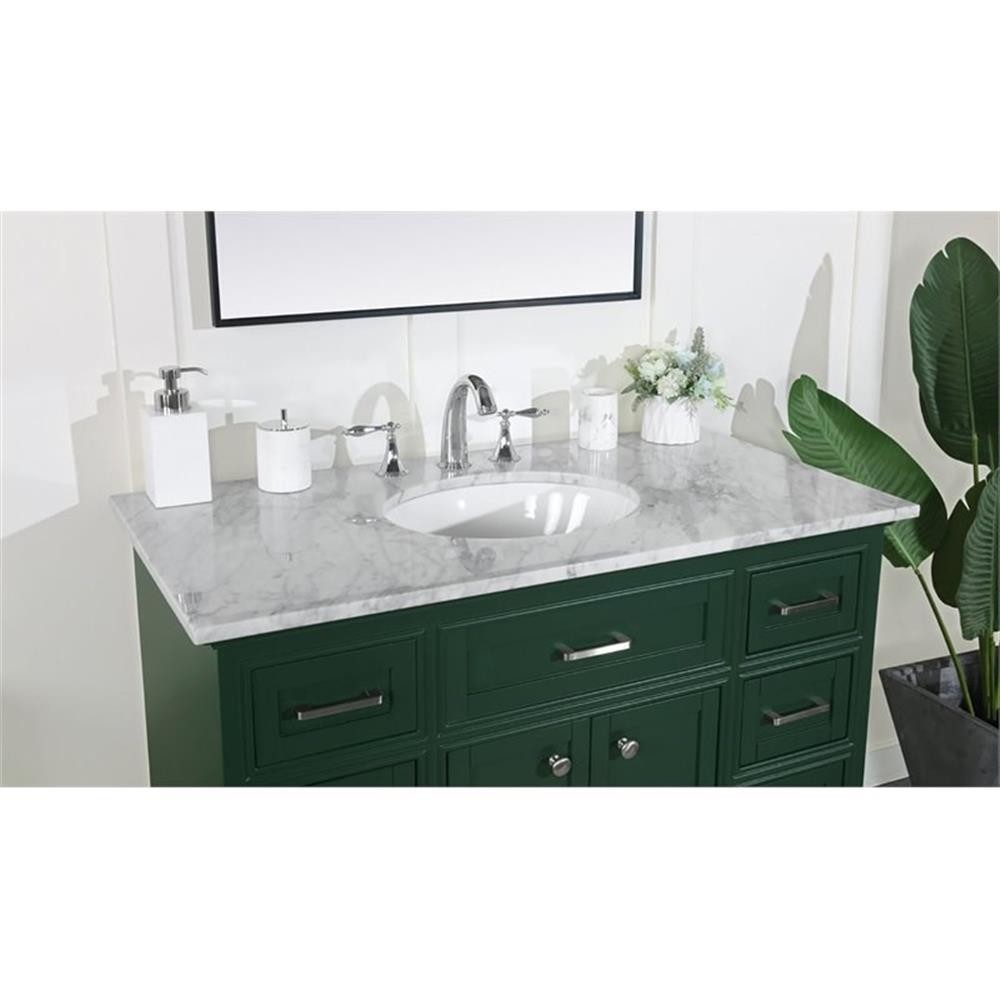 Elegant Decor Americana 42″ Metal MDF Marble Single Bathroom Vanity in Green