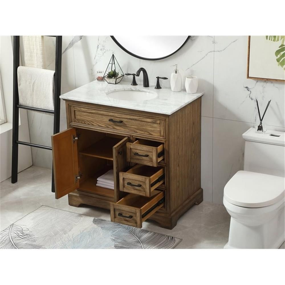 Elegant Decor Americana 36″ Aluminum Alloy Single Bathroom Vanity in Driftwood