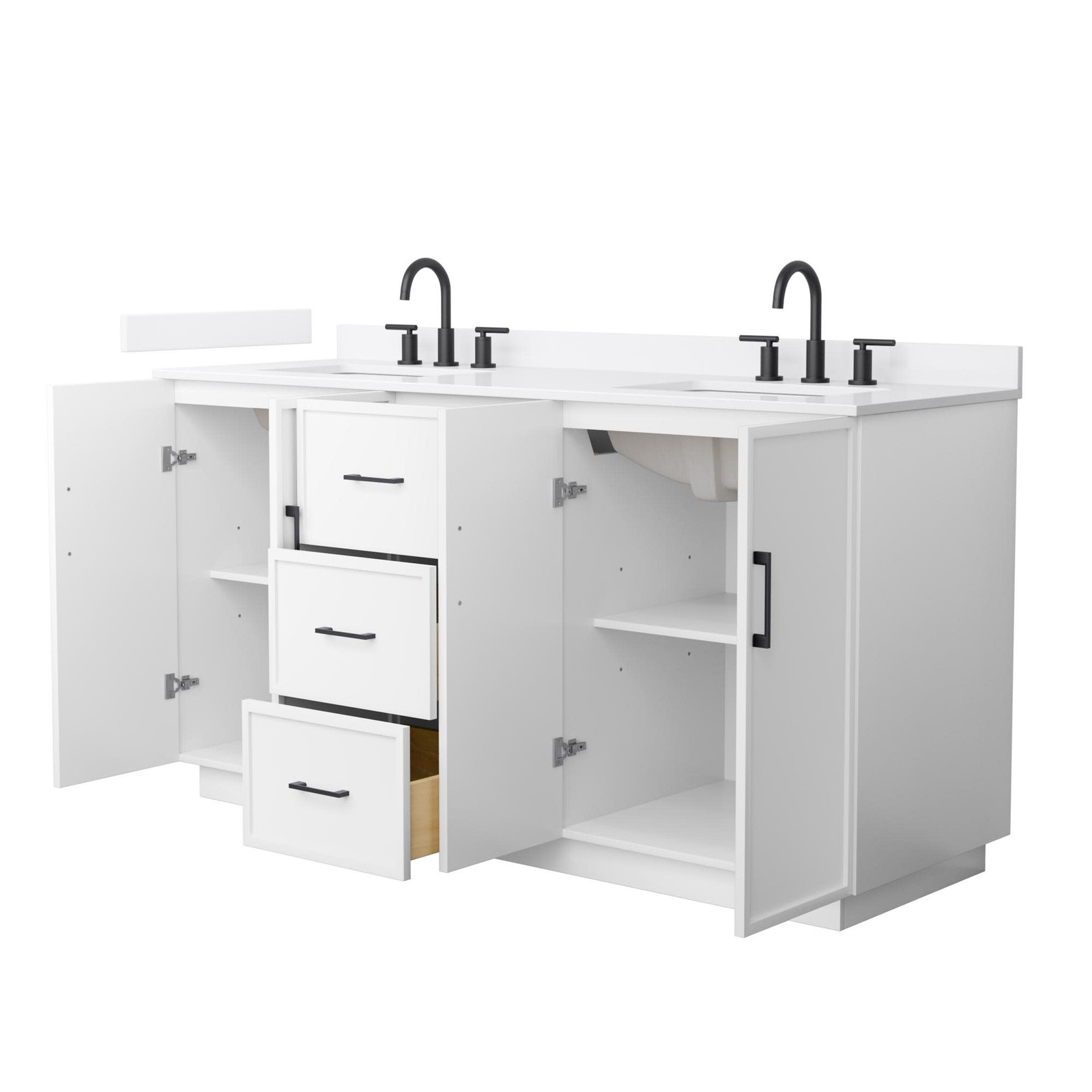Wyndham Collection WCH7474-66D-QTZ-US3MXX Elan TK 66″ – Light Oak / White Quartz