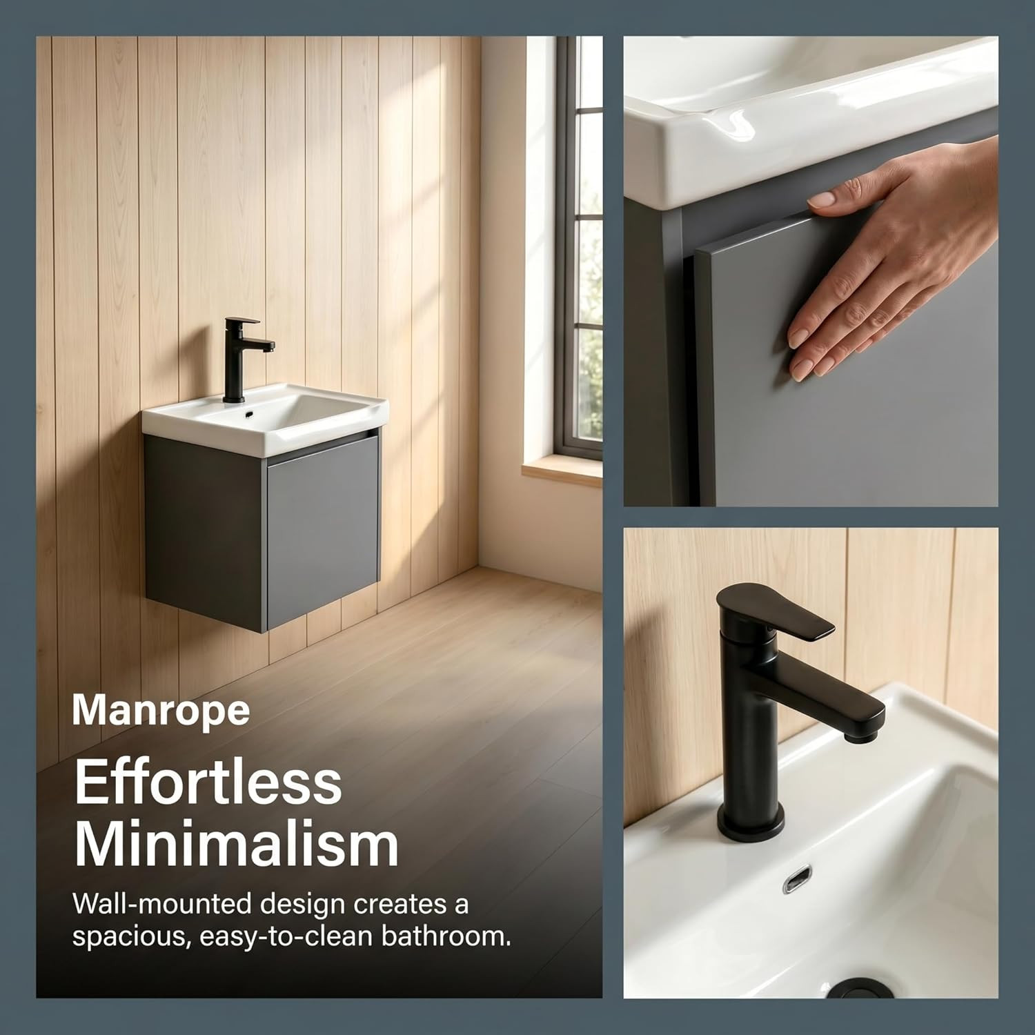 Modern-Style 17In Wall-Mounted Bathroom Vanity with a Ceramic Sink and a Compact