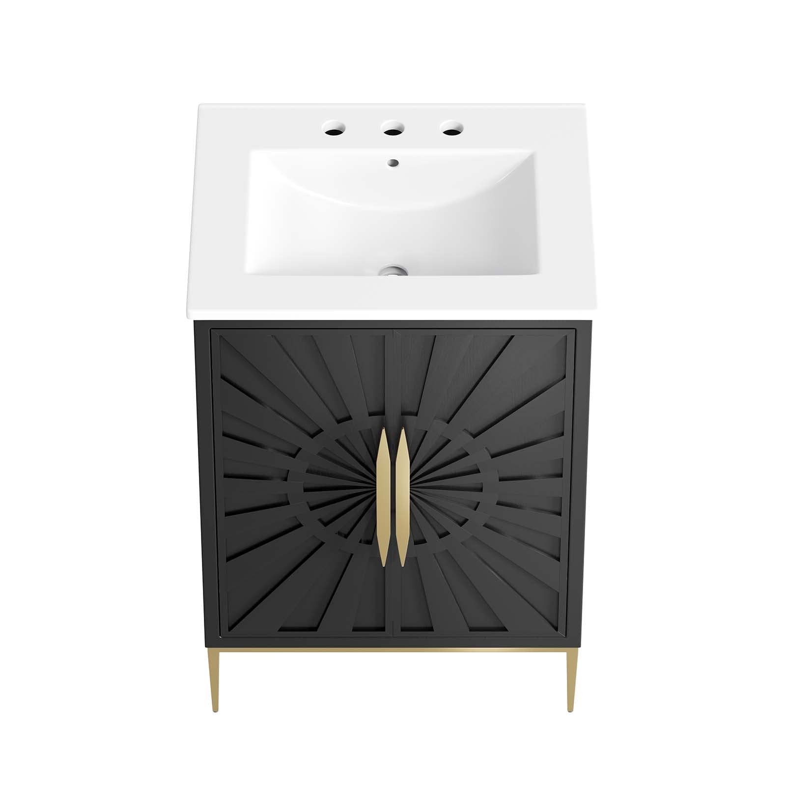 Modway Awaken 24″ Solid Wood and MDF Bathroom Vanity in White/Black