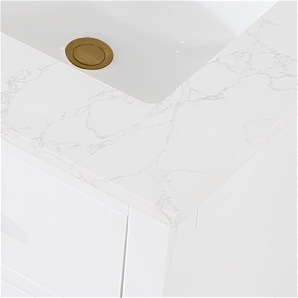 Gavino 60″ Wood Vanity in White with Grain White Composite Stone Top and Mirror