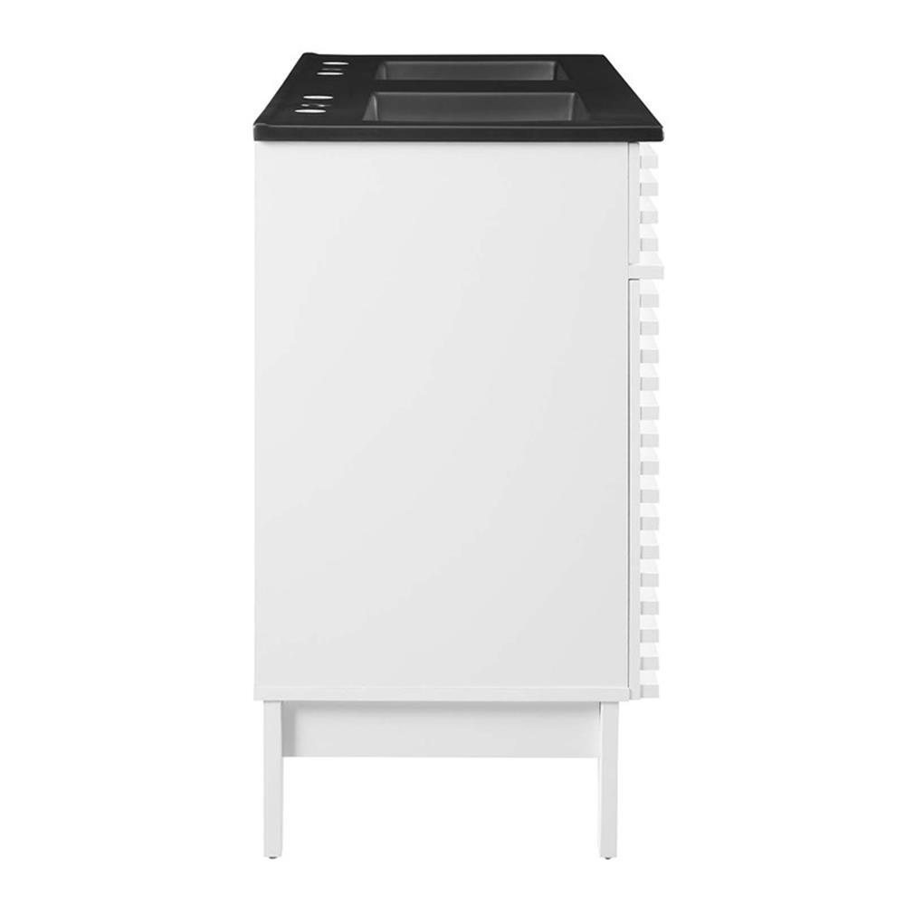 Modway Render 47.5″ MDF Wood Double Sink Bathroom Vanity in White/Black