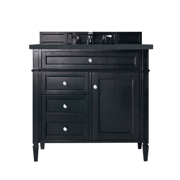 36″ James Martin Brittany 650-V36-BKO-3CSP Vanity Cabinet Charcoal Soapstone Top