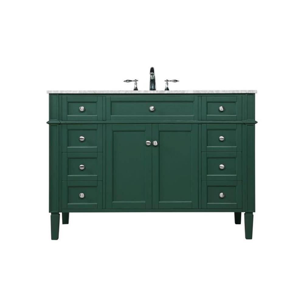 Elegant Decor Park Avenue 48″ Metal MDF Marble Single Bathroom Vanity in Green