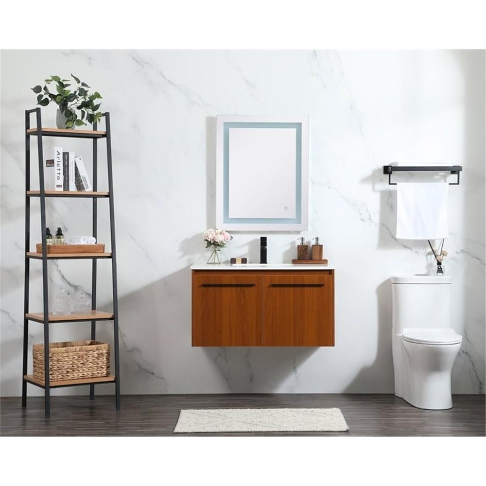 Elegant Decor Penn 36″ Aluminum Alloy MDF Single Bathroom Vanity in Teak
