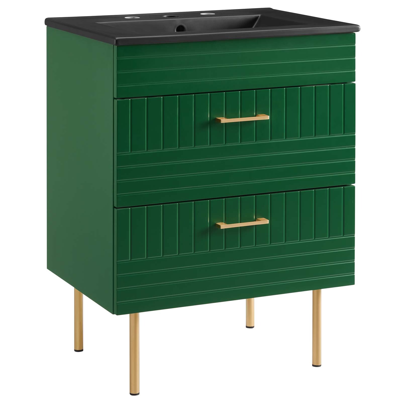 Modway Daybreak 24″ Wall-Mount Bathroom Vanity in Green Black