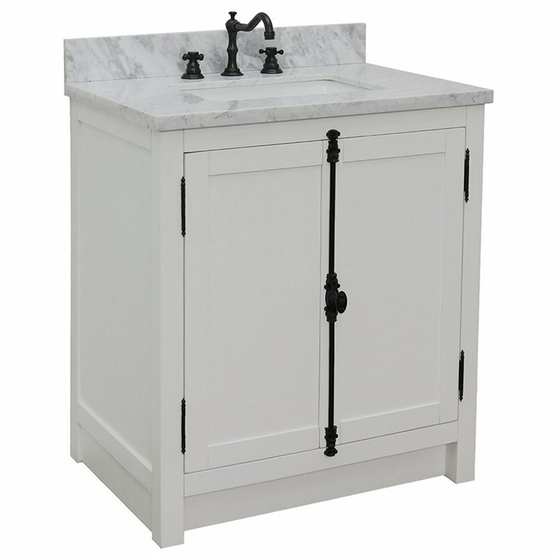 Plantation Solid Wood Rectangle Sink Vanity in Glacier Ash/White Carrara