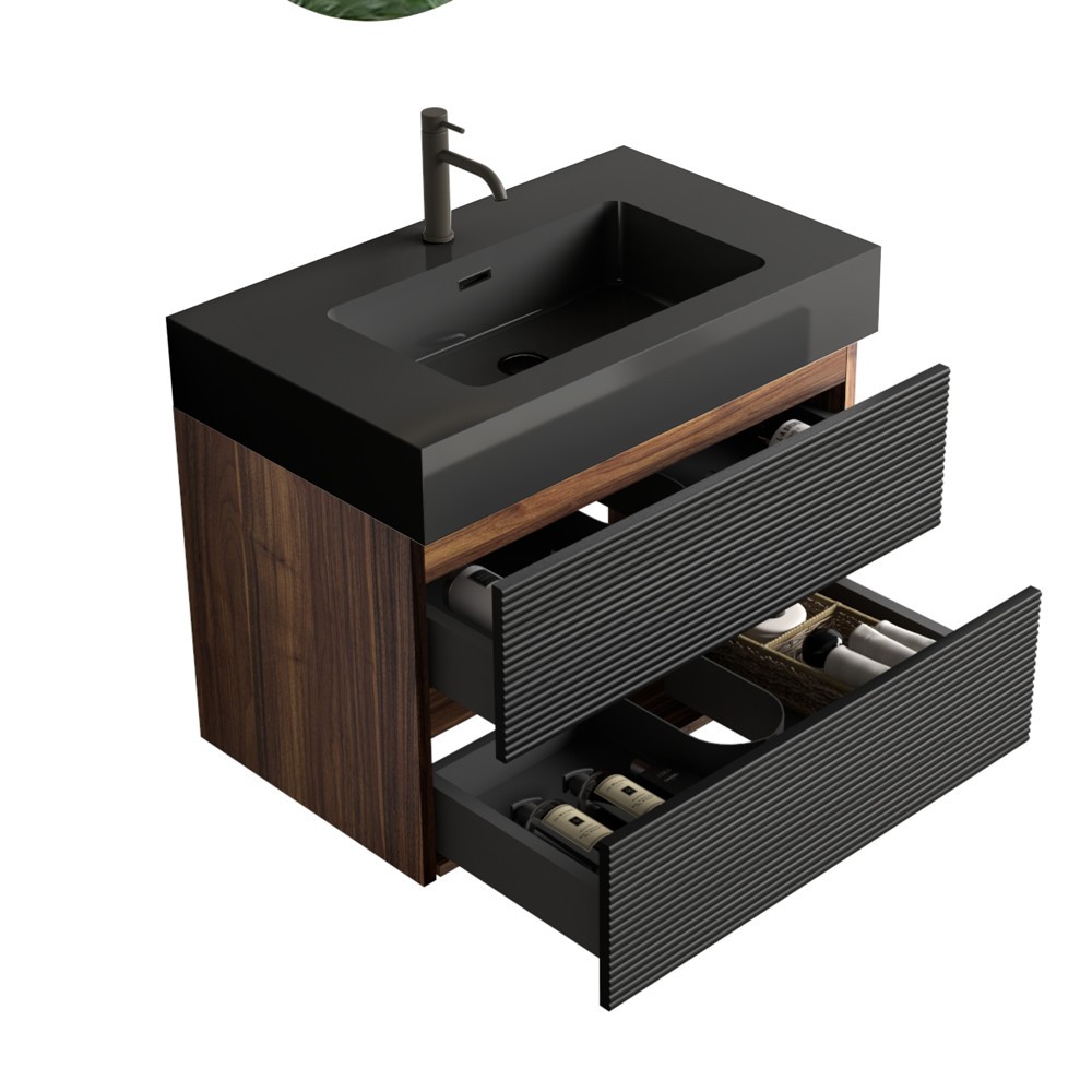 24″ 30″ Wall Mounted Bathroom Vanity with Sink,2 Drawers,Floating Vanity Cabinet