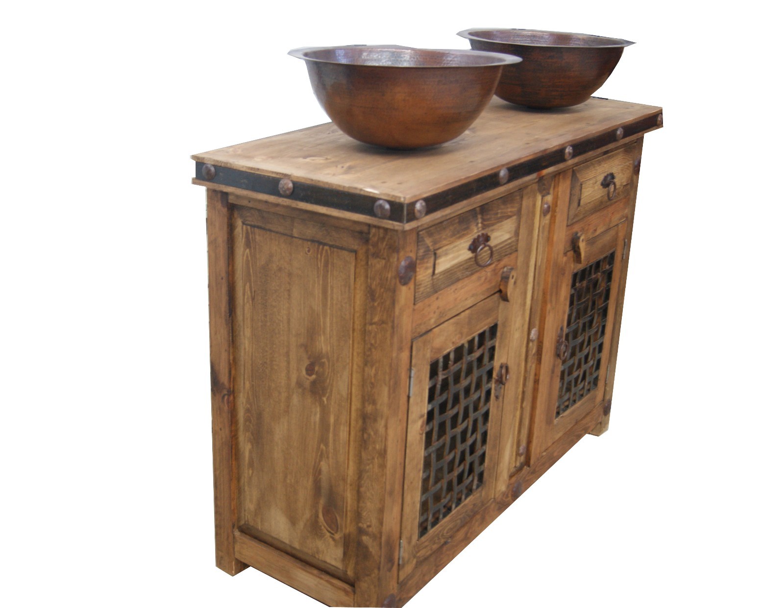 Rustic Reclaimed Wood Dungeon Doors Bathroom Vanity
