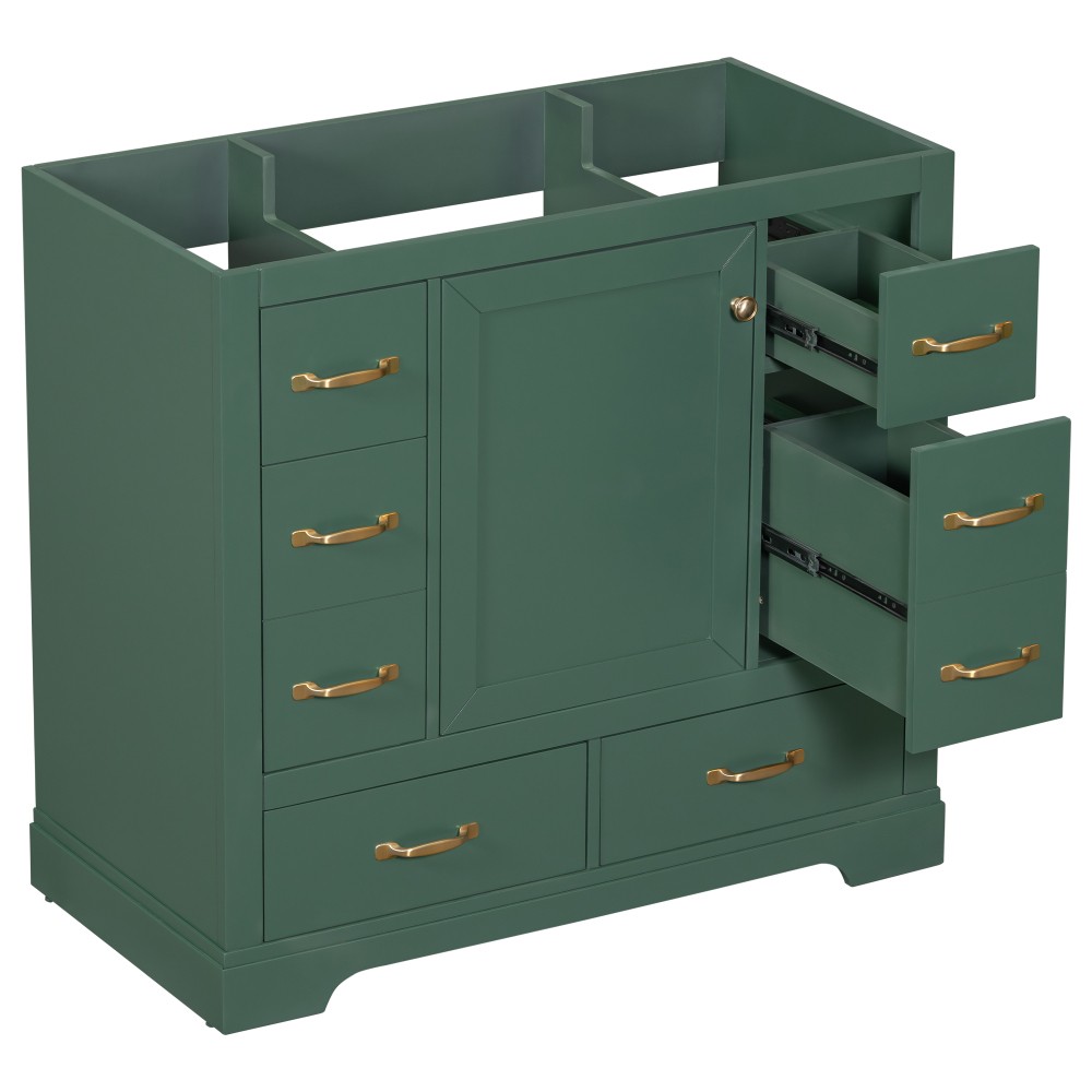 Bathroom Vanity Base Cabinet Six-Drawer Design Features Adjustable Shelves