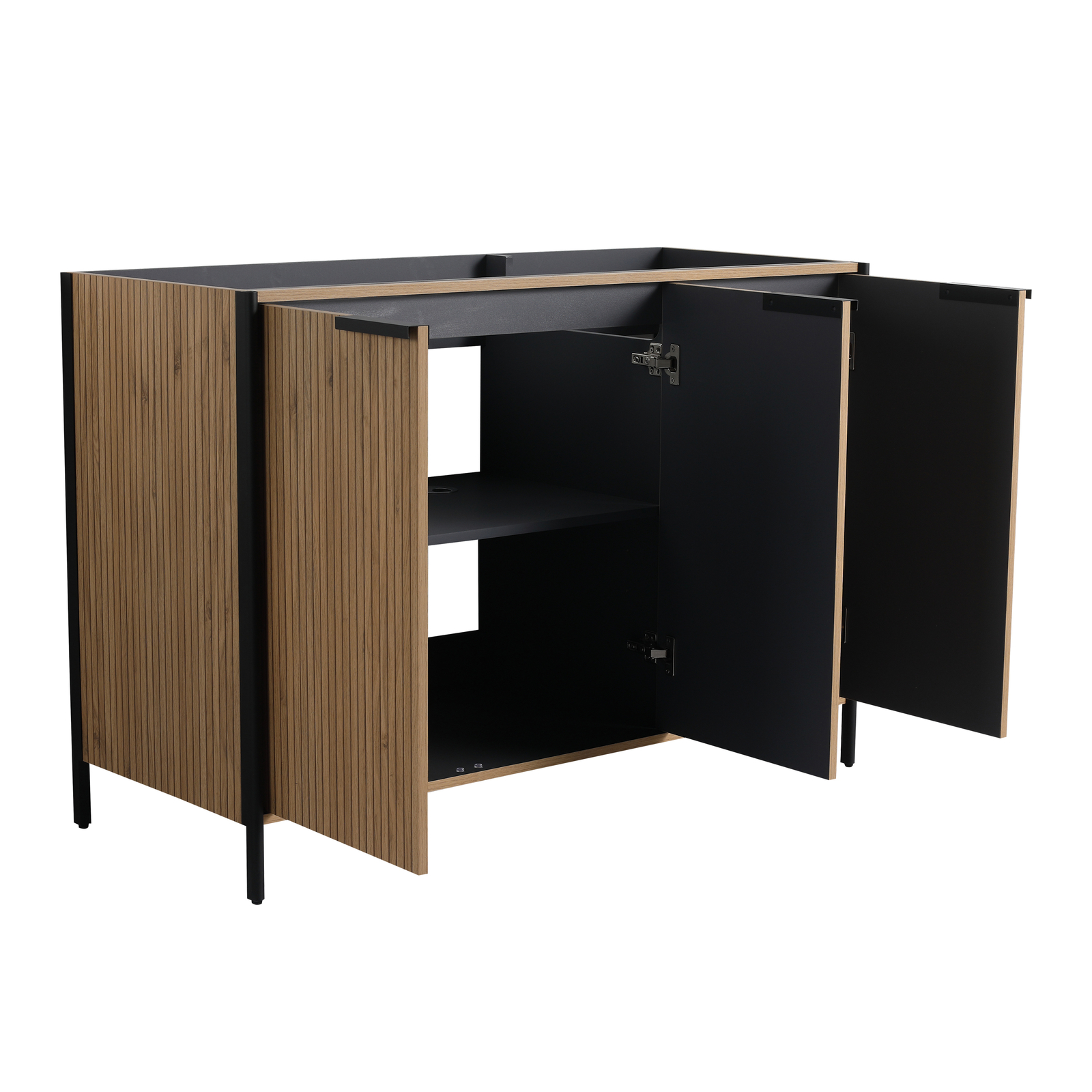 48″ Plywood Freestanding Bathroom Vanity Without Sink Top Included With 3 Doors
