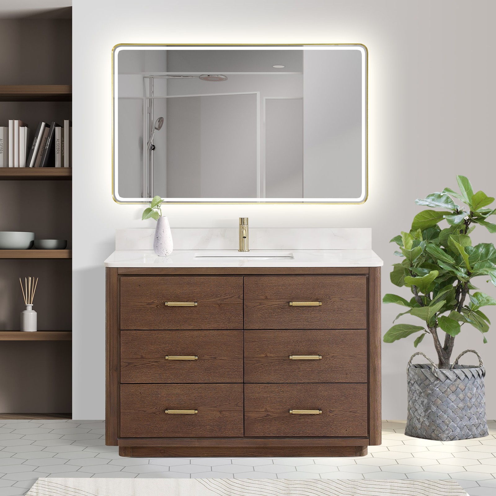 Miseno MV-706548 Porto 48″ – Aged Natural Oak / Fish Maw White