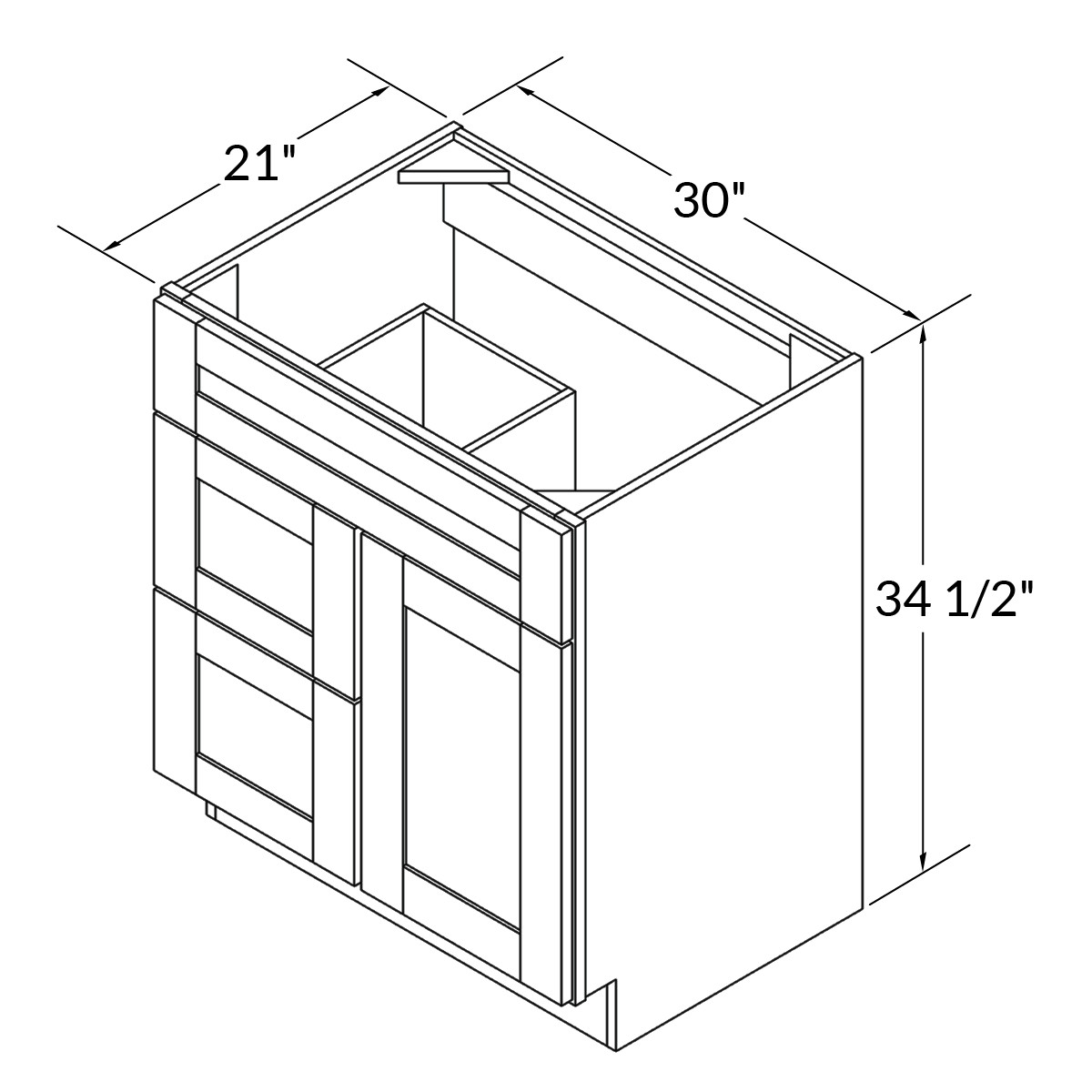 30″ Vanity Sink Base Cabinet with Left Drawers Shaker Toffee