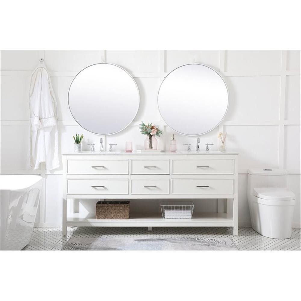 Elegant Decor Sinclaire 72″ Aluminum Alloy & MDF Double Bathroom Vanity in White
