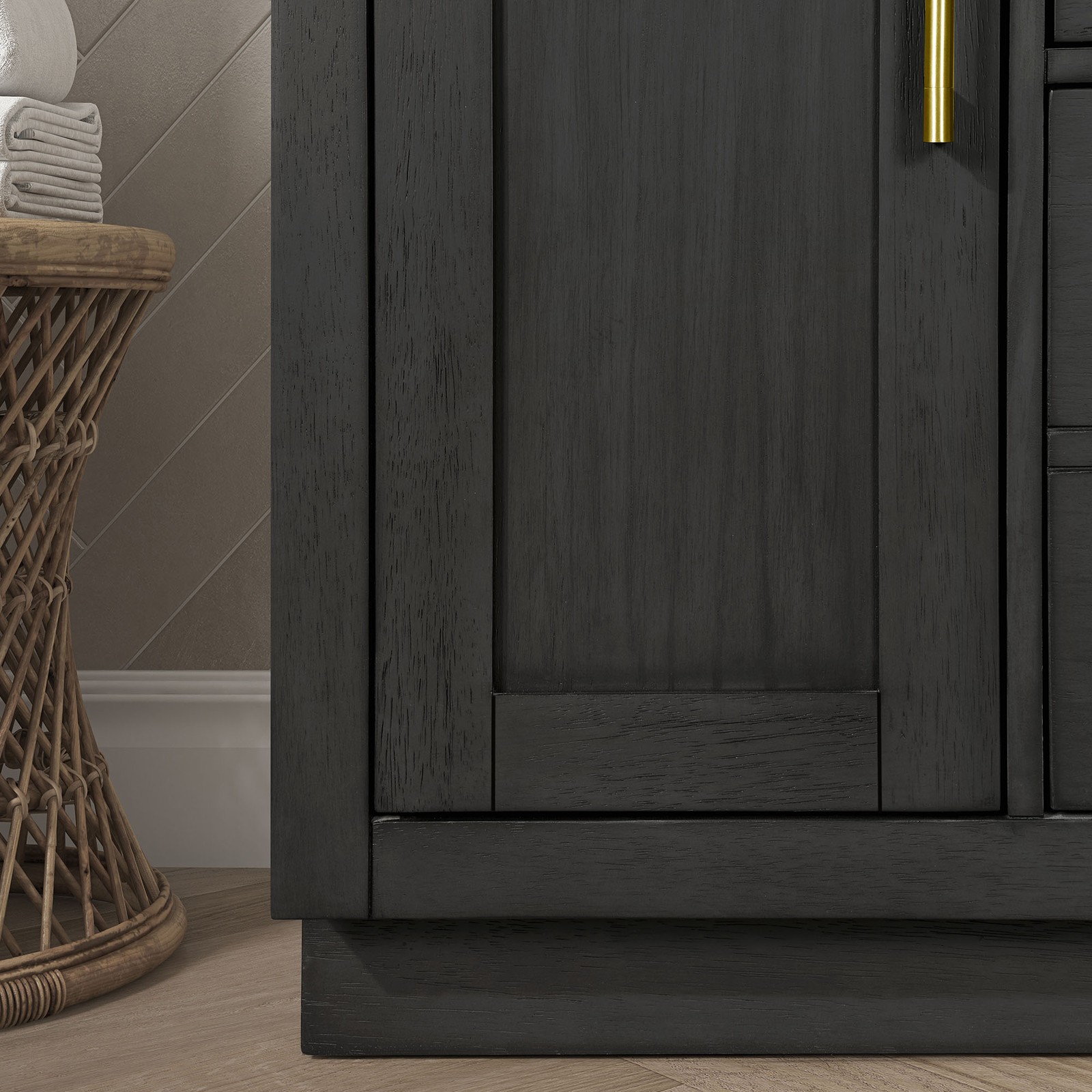 Bailey 42″ Bathroom Vanity in Matte Black Wood with White Countertop