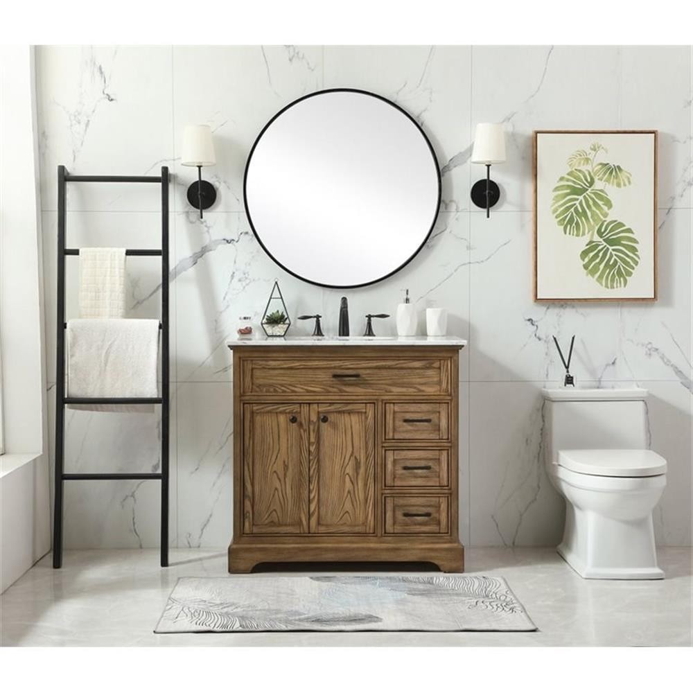Elegant Decor Americana 36″ Aluminum Alloy Single Bathroom Vanity in Driftwood