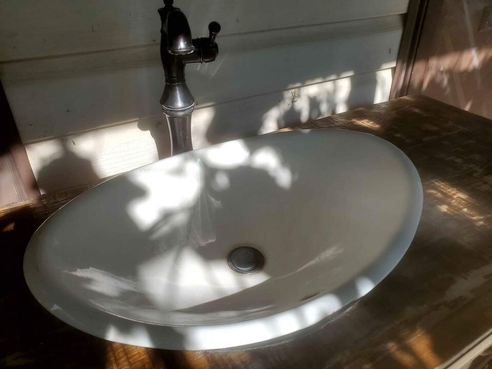 Rustic bathroom vanity and cast iron sink 54″ x 20″ approx