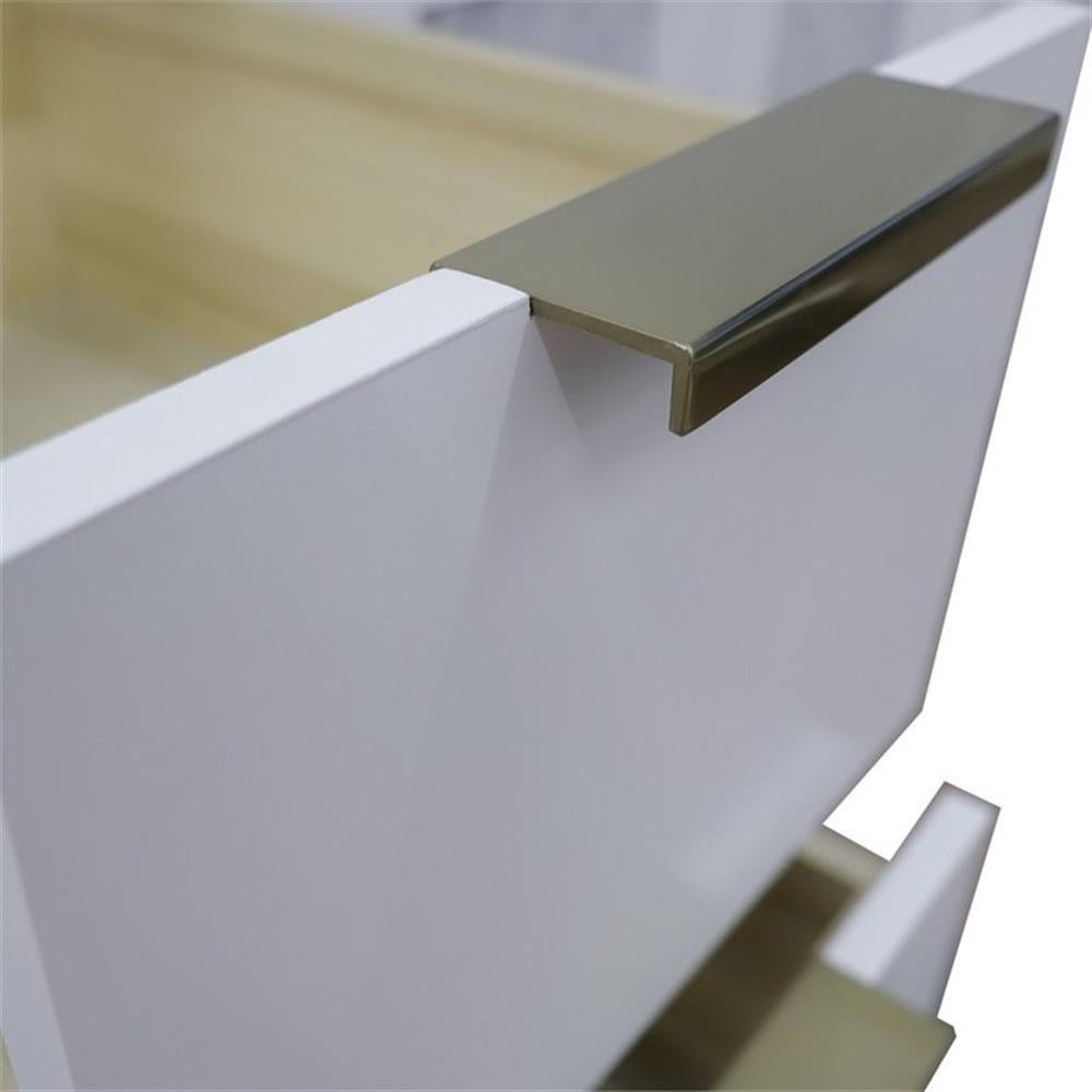 Pemberly Row 61″ Double Round Sink Solid Wood Vanity in White/Gray Granite Stone