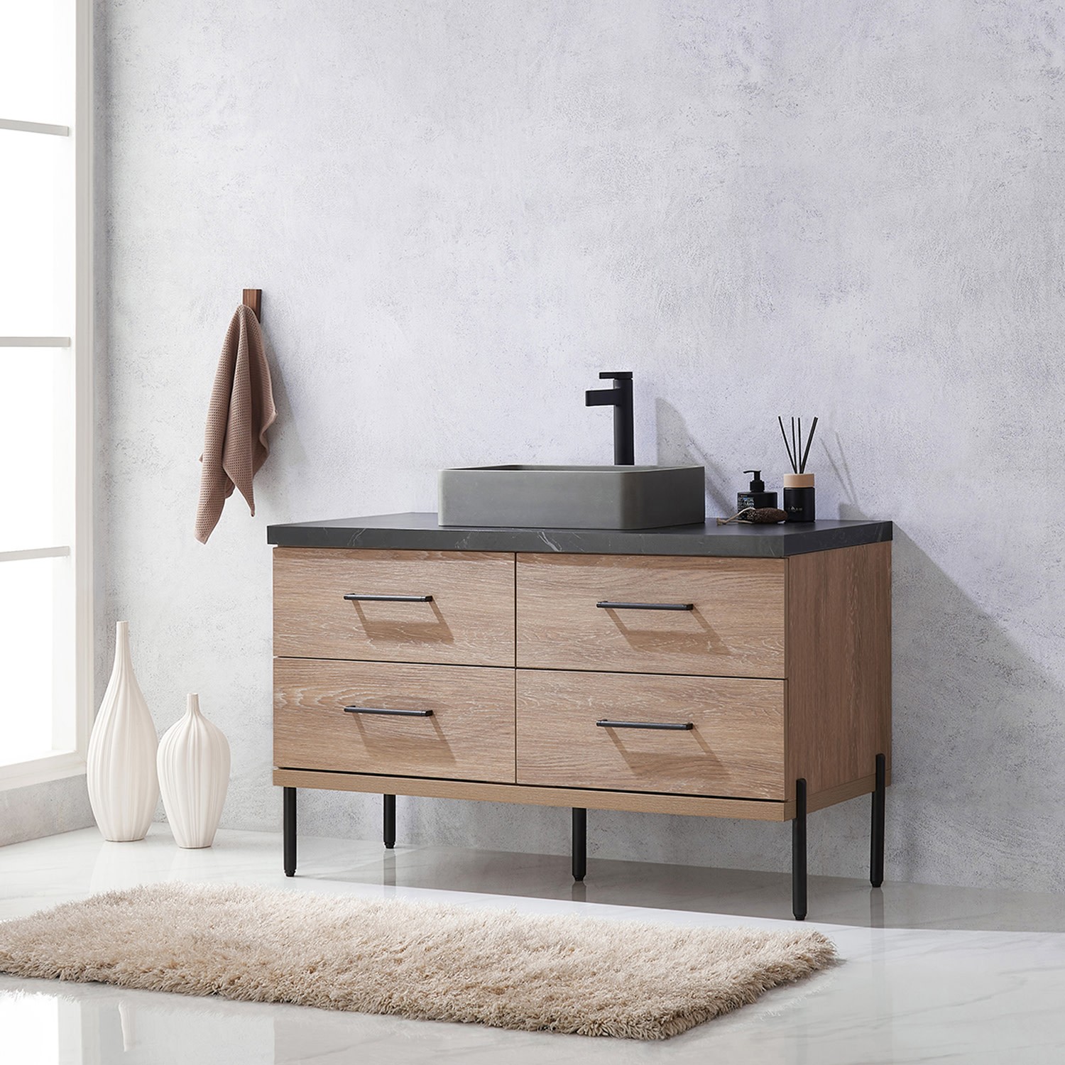 Miseno MV-NM-705148S Trento 48″ – North American Oak / Black