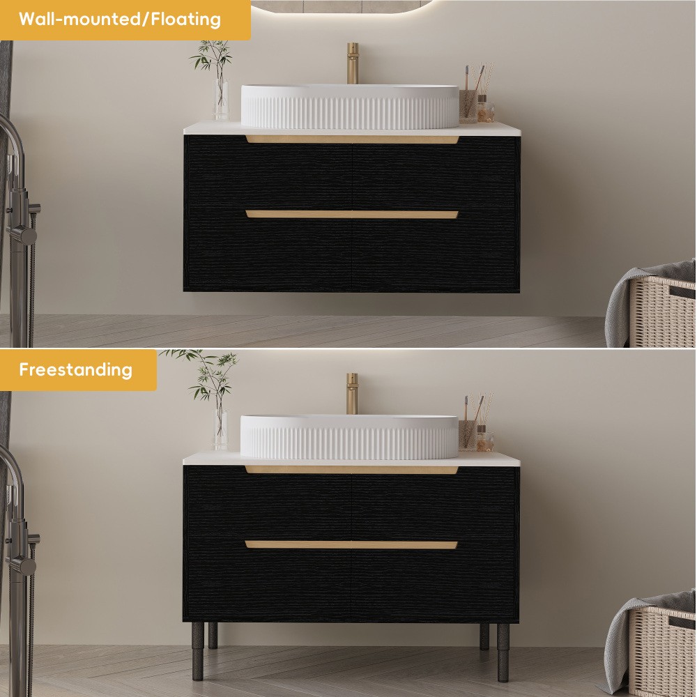 36″ Floating Bathroom Vanity with Ceramic Sink & Soft-Close Drawers