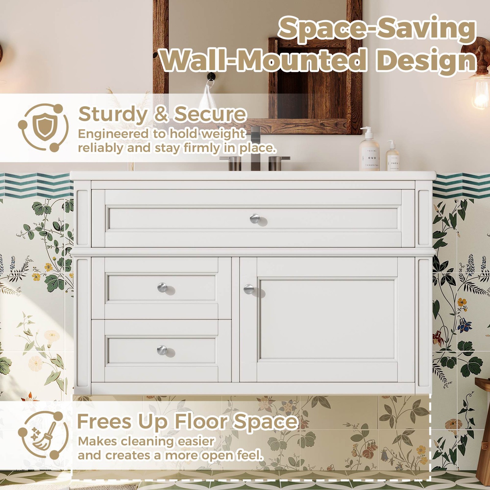 FUNIDEE 36inch Floating Bathroom Vanity Set Storage Cabinet with Sink Combo