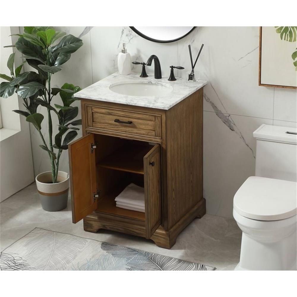 Elegant Decor Americana 24″ Aluminum Alloy Single Bathroom Vanity in Driftwood