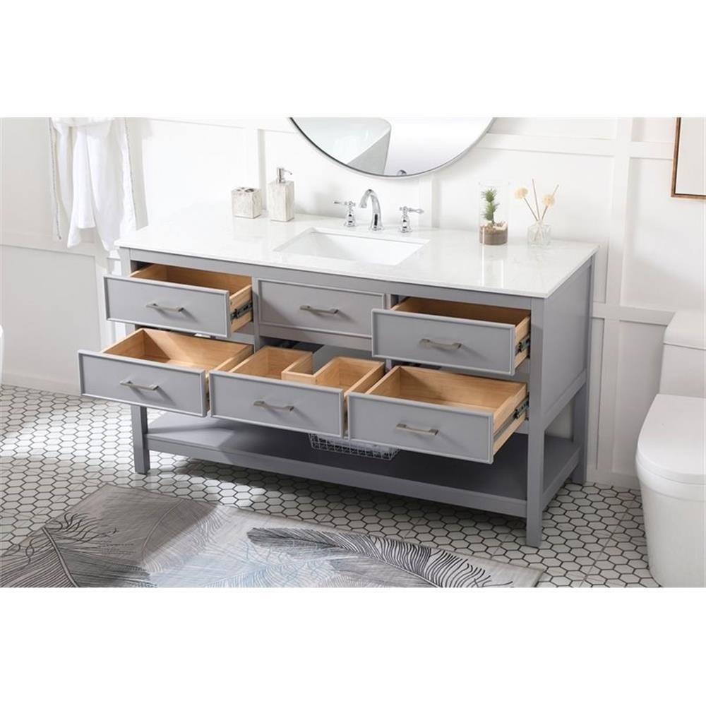 Elegant Decor Sinclaire 60″ Aluminum Alloy & MDF Single Bathroom Vanity in Gray