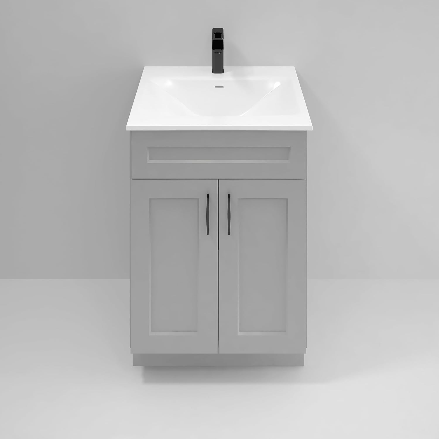 Light Grey 24″ Shaker Bathroom Vanity Sink Base – Ready to Assemble