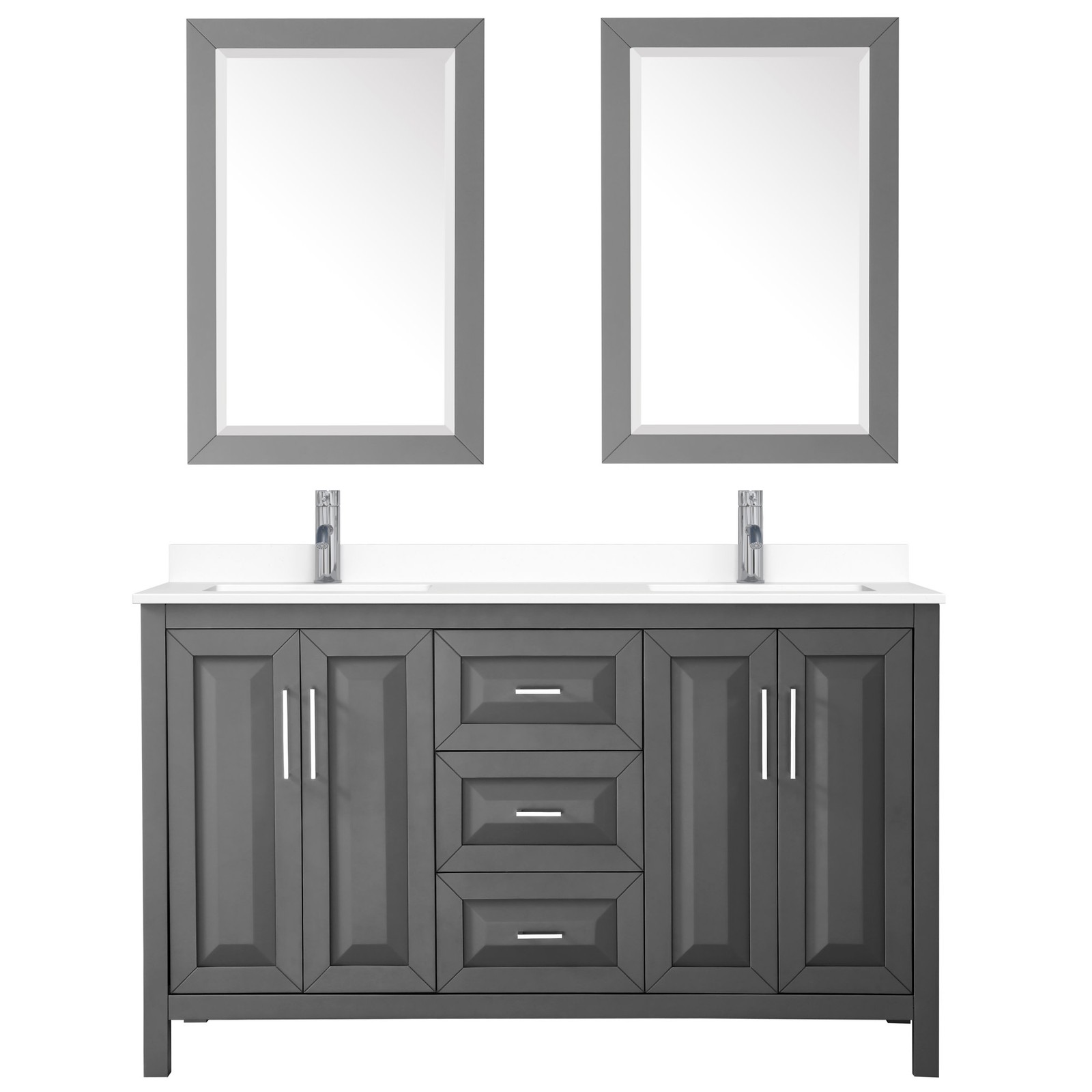 Wyndham Collection WCV252560D-VCA-M24 Daria 60″ – Dark Gray / White Cultured