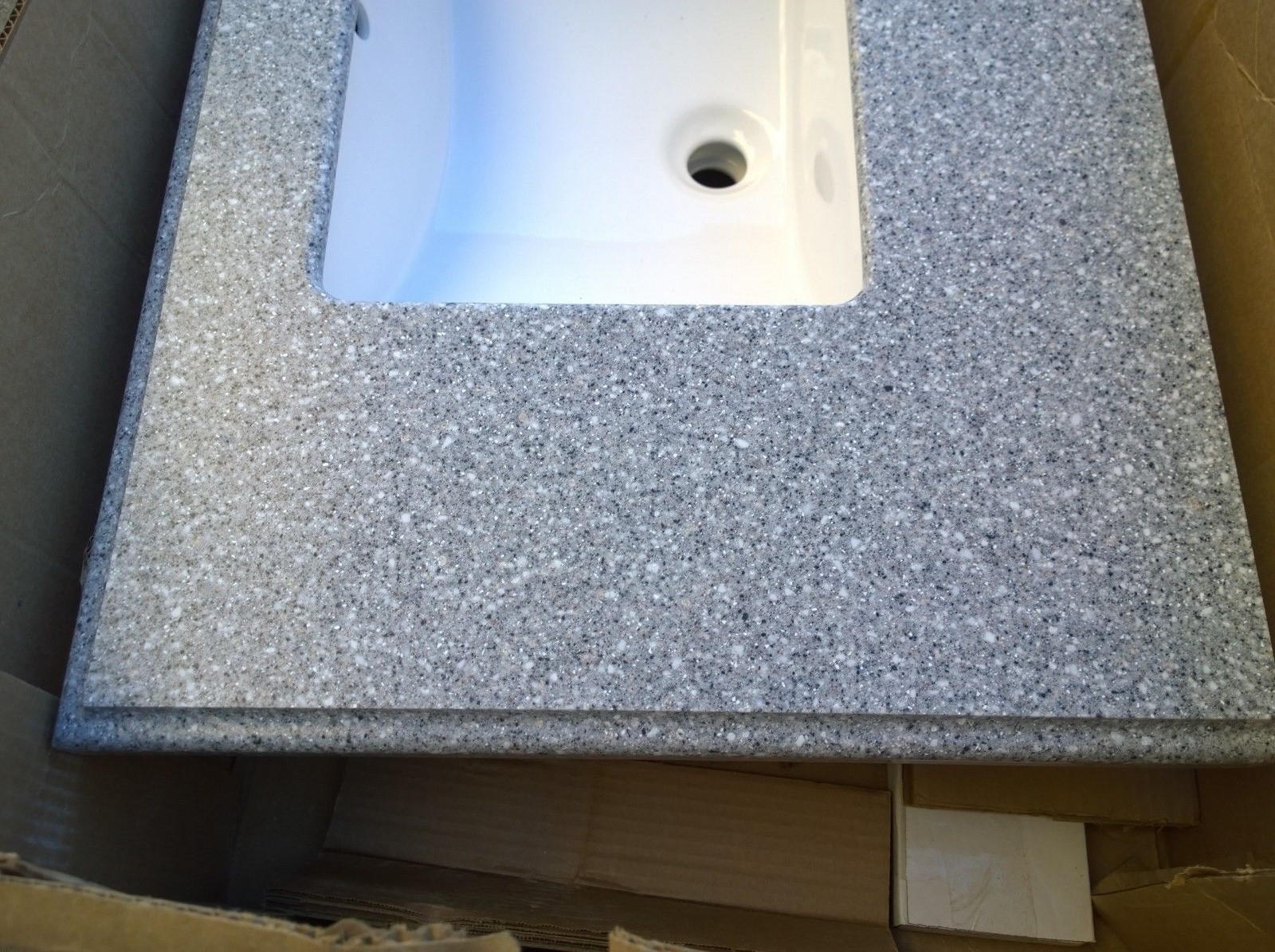 BRAND NEW Nice Cultured Granite Bathroom VANITY TOP + Ceramic Sink 60″ W x 22″ D