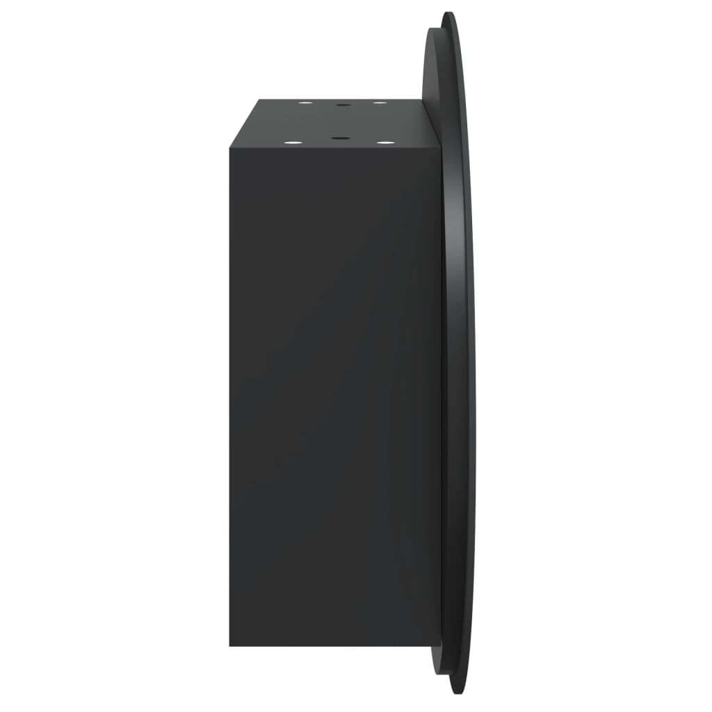 Bathroom Cabinet with Round Mirror&LED Black 18.5″x18.5″x6.9″