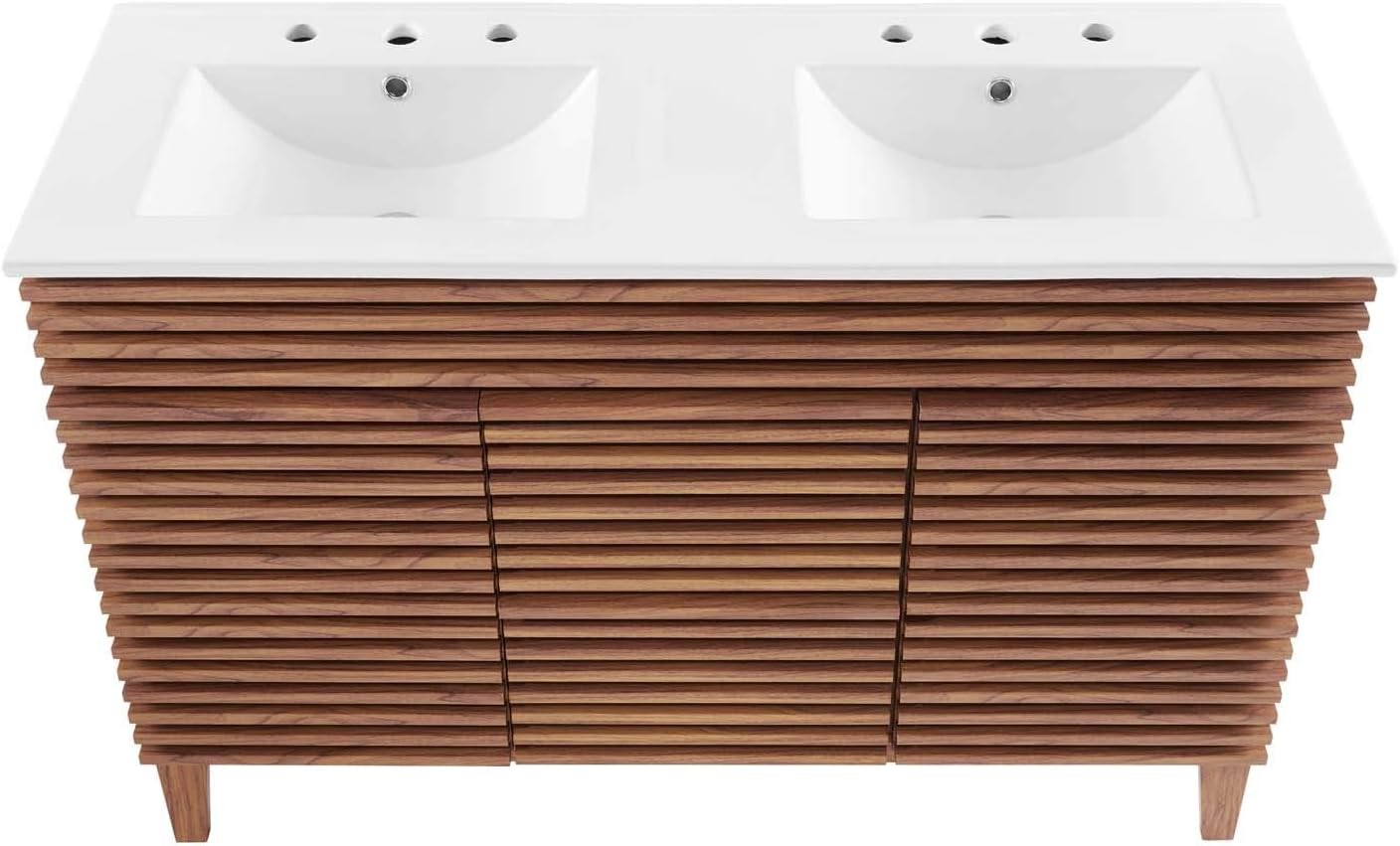 Modway Render 48″ Double Sink Bathroom Vanity Cabinet in Walnut White