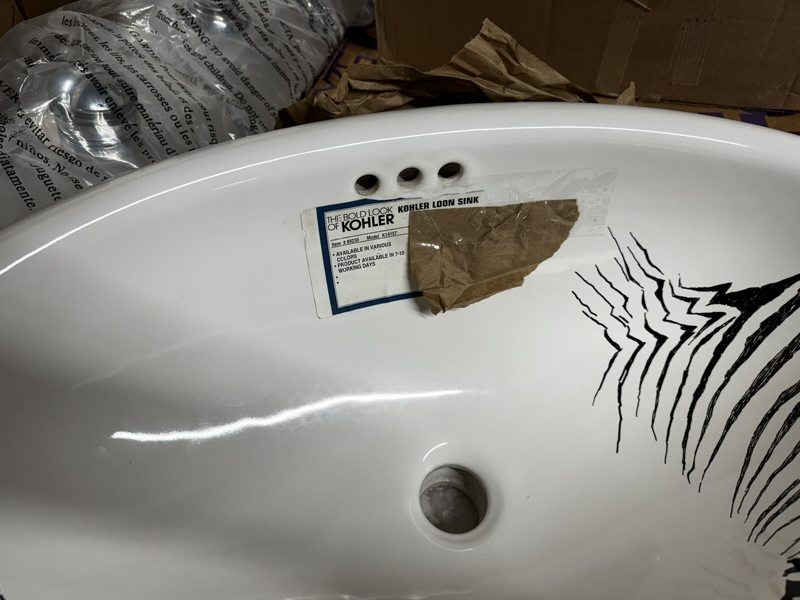 KOHLER Loon design on Vintage Self-rimming lavatory K-14157-NA