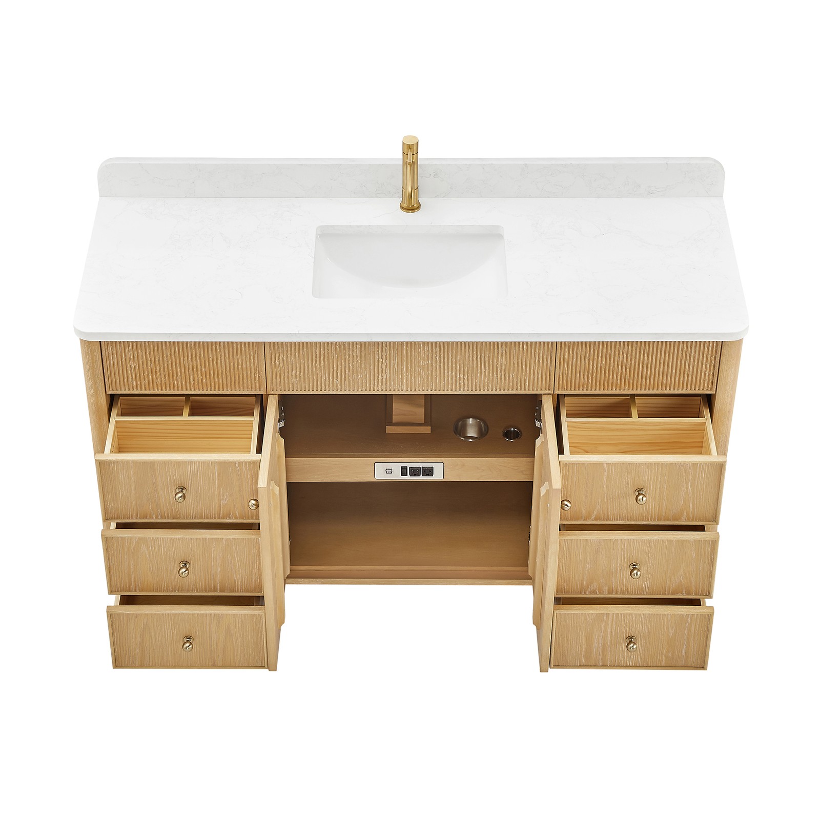 Zogno 60″ Solid Wood Single Bath Vanity in Washed Ash Gray with White Stone Top