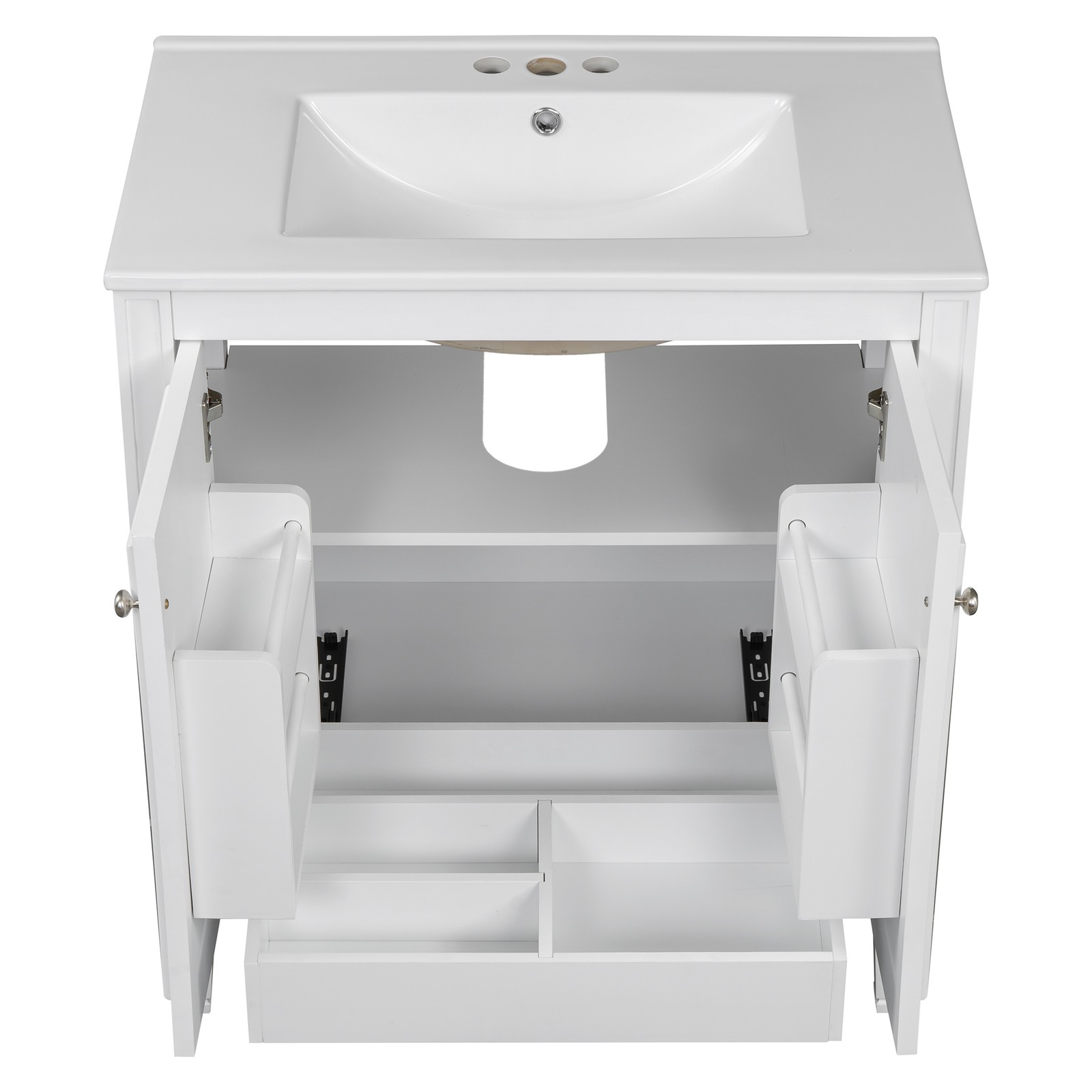 30″ Bathroom Vanity with Sink, Two Doors & Drawer, White