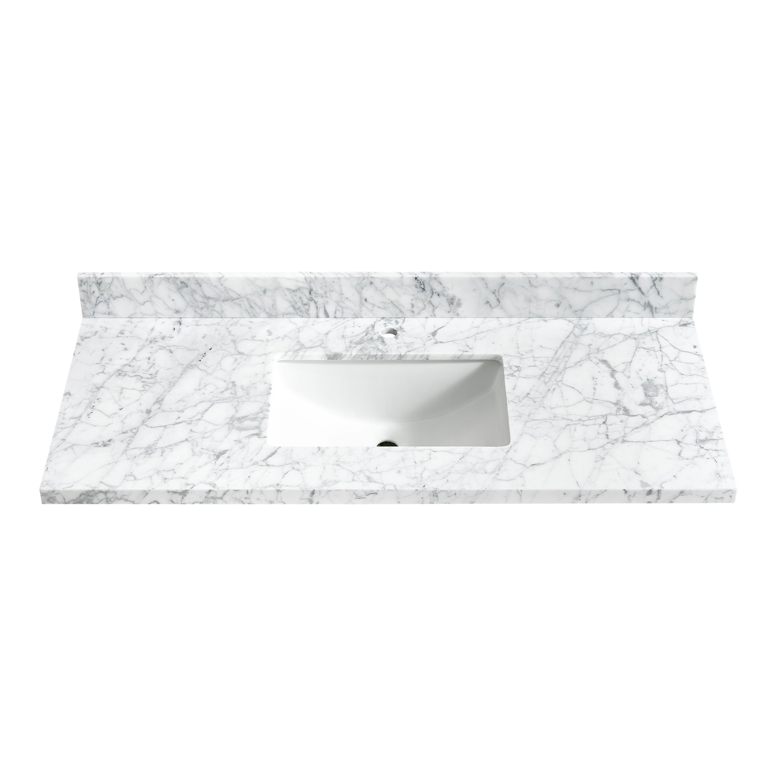 Zevio 49″W x 22″D Natural Marble Vanity Top in Carrara White with Ceramic Sink