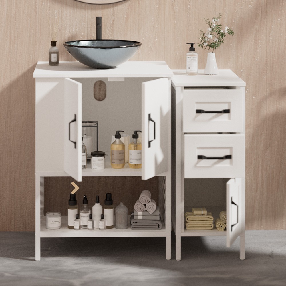 36-inch Freestanding Bathroom Vanity with Vessel Sink Storage Sink Cabinet White