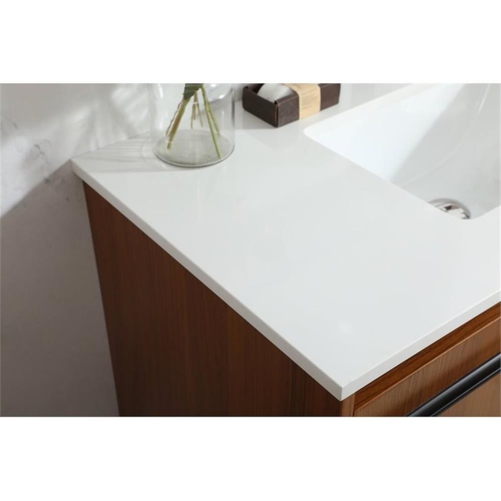 Elegant Decor Penn 36″ Aluminum Alloy MDF Single Bathroom Vanity in Teak