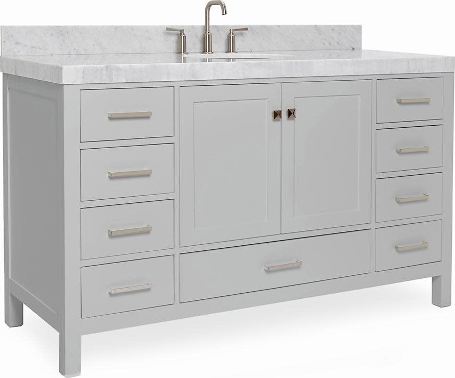 Ariel A060SCW5OVO Cambridge 60″ – Grey / Italian Carrara Marble Top / Brushed