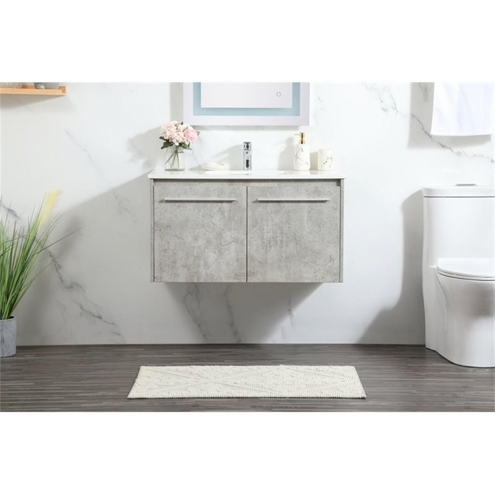 Elegant Decor Penn 36″ Aluminum Alloy MDF Single Bathroom Vanity in Gray
